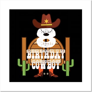 8th Birthday Cowboy Kid 8 Years Old Rodeo Lover Party graphic Posters and Art